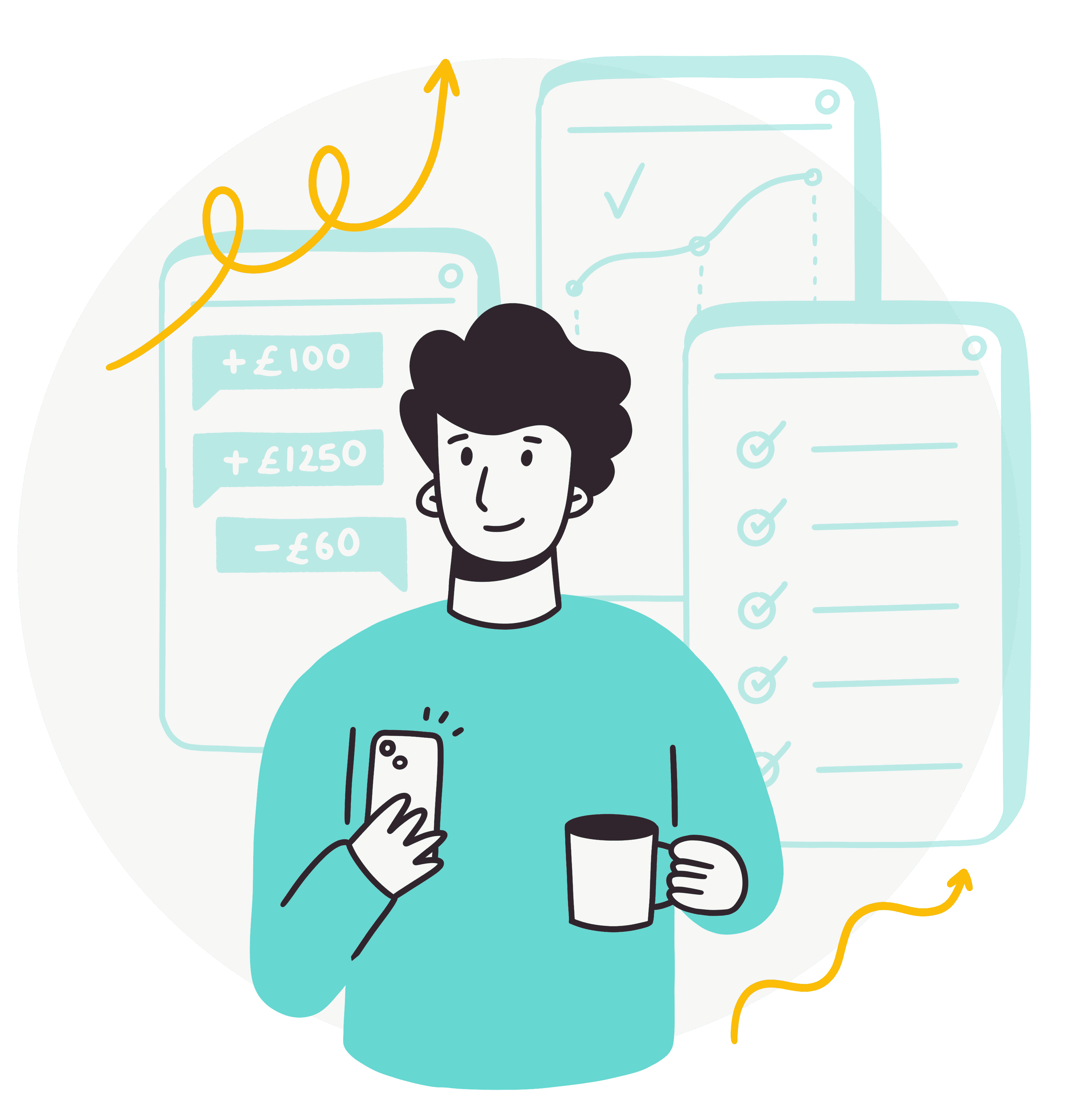 Illustration of Person using App