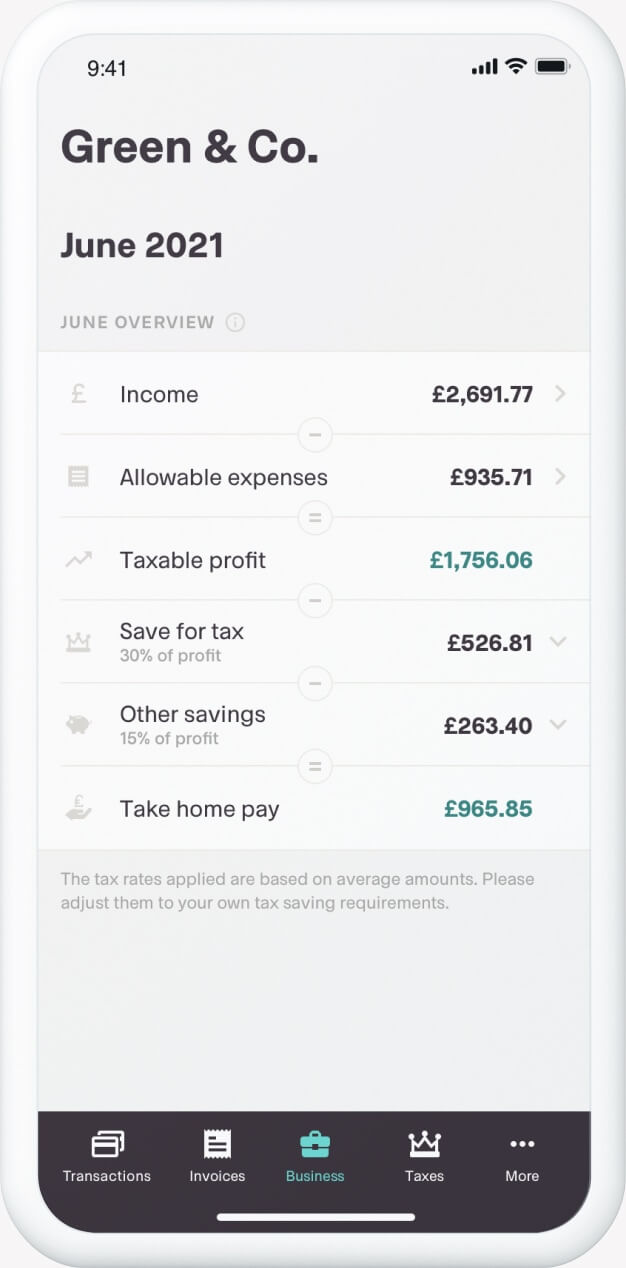 Shot of the business overview tool on the Coconut app